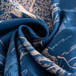 Luxury pure silk square scarf with elegant blue design, premium fashion shawl for women.