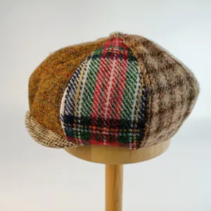 Patchwork Tweed Newsboy Cap Wool Vintage Beret Hat Autumn Winter British Style Detail