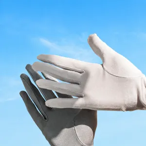 Women's Pure Silk Sun Protection Gloves Long Thin Knitted Five Finger Gloves UV Protection Cycling Driving Gloves