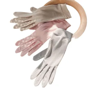 Mulberry silk gloves long sunscreen five finger thin knitted cycling sun protection main.