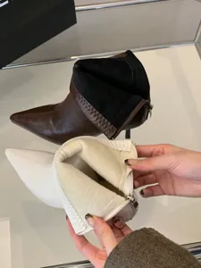 Botines de mujer con tacón alto y punta fina, zapatos de invierno con forro elegante para damas.
