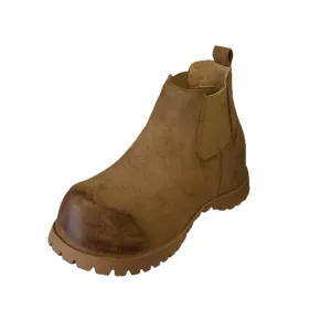 Women retro chunky Chelsea boots platform short boots brown suede casual versatile footwear