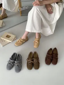 French lace-up Mary Jane women flats, elegant retro casual shoes for autumn, multi-color stylish footwear.