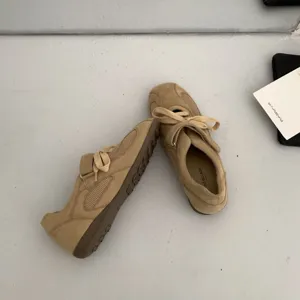 French style lace-up Mary Jane casual suede shoes for women, comfortable daily walking sneakers.
