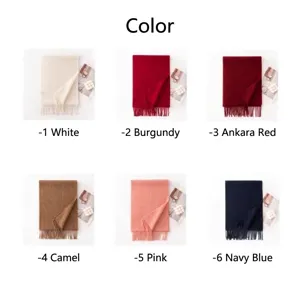 Solid color wool scarf winter warm fringe women men soft fashion accessory cozy neck wrap