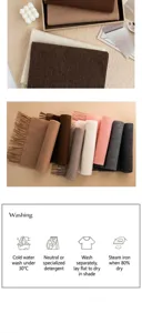 100% pure wool scarf solid color winter warm neck wrap cashmere feel stylish accessory