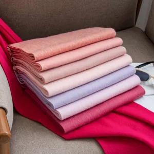 Solid color wool scarf for women, warm winter neckerchief and thick cozy shawl tassel.