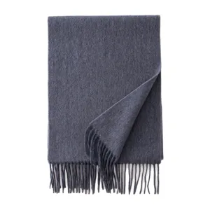 Solid color winter wool scarf with fringe, thick warm neck warmer for women daily.