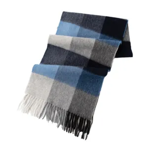 Gemütlicher Herbst Winter karierter Wollschal mit Fransen, warmer weicher Winterschal für Damen