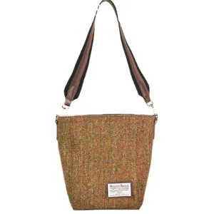 Harris Tweed schoudertas tas voor dames, retro wol herfst winter casual handtas.
