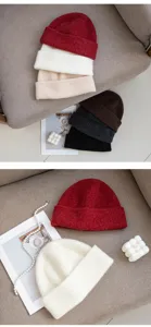 Winter warm wool cashmere knit beanie hat for men and women outdoor thick cold-proof cap
