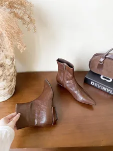 Bottines à bout pointu pour femmes, talon bloc bas élégant, chaussures de mode élégantes.