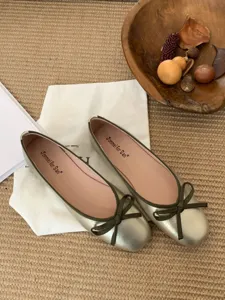 French square toe low cut bow flat ballet shoes for women comfortable soft sole footwear