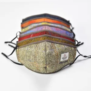 Harris Tweed υφασμάτινη μάσκα μόδας προστασίας σε καρό σχέδιο για τον κρύο χειμώνα