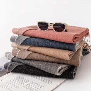Bufanda de lana de doble cara lisa chal cálido de invierno minimalista unisex versátil