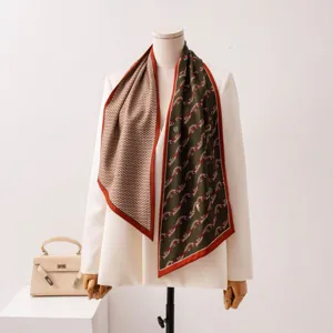 Lusso seta lana sciarpa vintage catena modello elegante commuter scialle donne caldo elegante involucro
