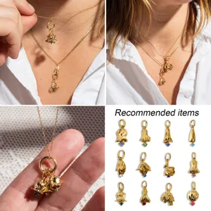 Edelstahl Geburtsblume Anhänger Zirkonia DIY Halskette Zubehör Modeschmuck Geschenk Für Damen Und Herren