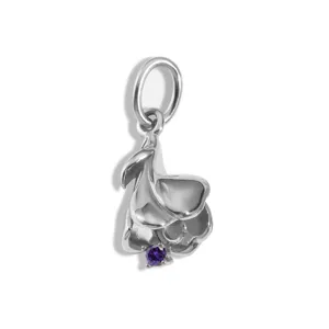 Edelstahl Blumen Halsketten Anhänger mit lila Geburtsstein Anhänger für DIY Schmuck