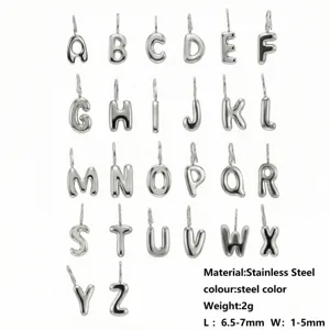 Ciondolo lettera bolla 3D in acciaio inossidabile A-Z accessori per gioielli DIY.