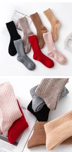 Women thick wool knit socks autumn winter warm mid-tube slouch socks comfortable daily wear