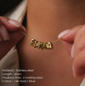 Collana con Pendente a Lettera Iniziale a Bolla Personalizzata in Acciaio Inossidabile Catena Girocollo in Alfabeto 3D per Uomo Donna Gioielli Fai da Te Regalo
