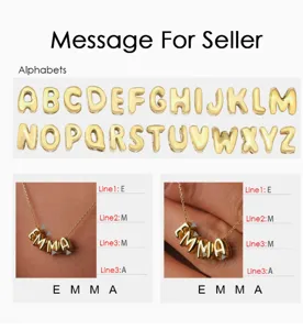 Collana con ciondolo lettera bolla in acciaio inossidabile personalizzata, nome alfabeto.