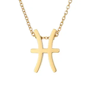Collier pendentif signe astrologique Poissons en acier inoxydable doré bijou élégant
