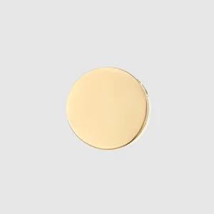 Gold round blank disc pendant charm, stainless steel DIY jewelry accessory detail view.