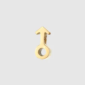Gold stainless steel creative piercing charm detail, sleek metal finish for DIY jewelry.