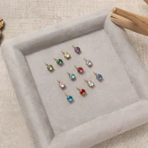 Kleurrijke zirkonia geboortesteen bedel hangertje DIY sieraden accessoire detailweergave