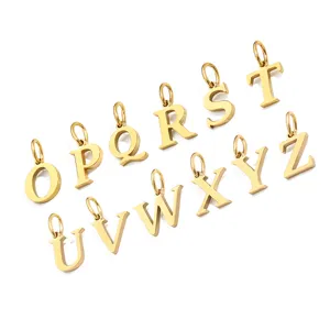 Ciondolo charm con lettera in oro in acciaio inossidabile per la creazione di gioielli fai da te