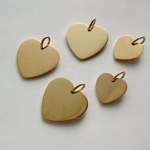 Gold stainless steel heart pendant charms for fashionable DIY jewelry making and crafting