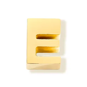 Pendentif lettre E en or acier titane accessoire de bijoux DIY surface lisse charm