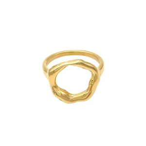 Gouden roestvrijstalen ring minimalistisch geometrisch ontwerp mode sieraden voor vrouwen
