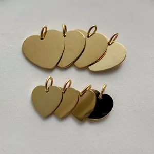 Heart shaped titanium steel metal charms pendants DIY jewelry accessories details view.