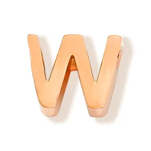 Pendentif lettre W en acier titane or rose accessoire de bijoux DIY surface lisse.