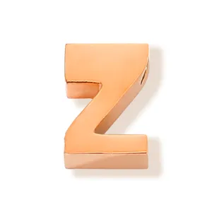 Pendentif lettre Z en acier inoxydable or rose pour fabrication de bijoux et accessoires.