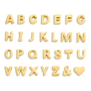 Pendentifs lettres en acier titane doré, charms alphabet A-Z et accessoires DIY.