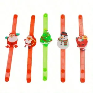 Christmas luminous slap bracelets adjustable Santa snowman festive party kids gifts