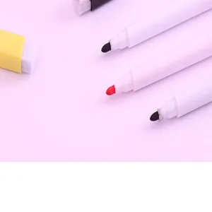 Close-up detail of erasable whiteboard markers with colorful tips for kids writing and drawing.