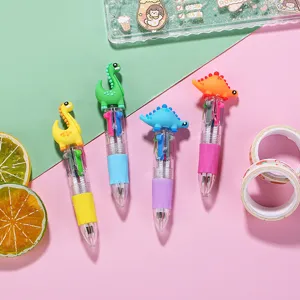 Mini 4-color ballpoint pen cute cartoon dinosaur press pen student gift stationery supplies