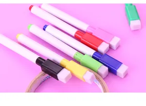 Colorful whiteboard markers set with magnetic eraser caps for kids writing and drawing school supplies.