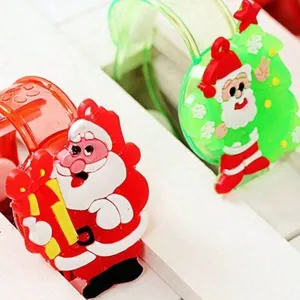 Christmas luminous slap bracelet with adjustable Santa and tree design for kids party gift.