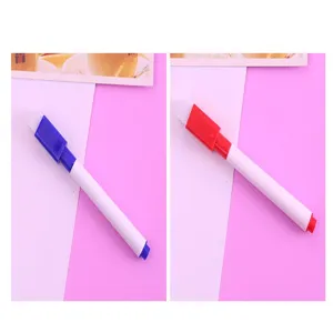 Erasable whiteboard marker pens with eraser cap for kids drawing and school stationery