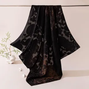 Vintage floral silk scarf detail view, elegant mulberry silk accessory for women chic.