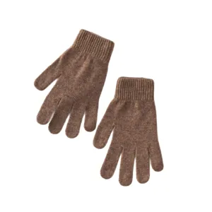 Solid cashmere knit gloves for winter warm thick cozy thermal unisex daily wear brown