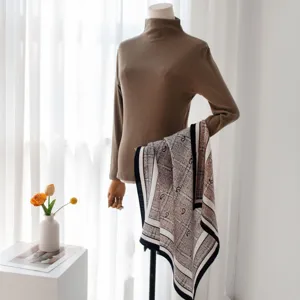 Elegant paisley pattern square scarf for women, classic autumn winter neck accessory and wrap.