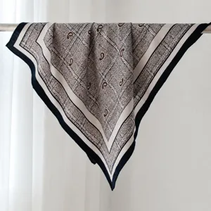 Women Paisley Square Scarf Wool Mulberry Silk Blend Vintage Classical Printed Neckerchief Elegant Head Scarf