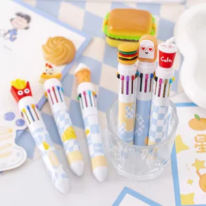 Cartoon 10-color ballpoint pen cute food design multi-color press pen for student writing