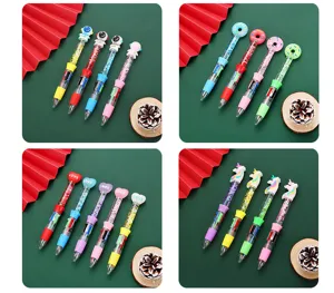 Cute cartoon liquid quicksand multi-color ballpoint pen for students and journal writing.